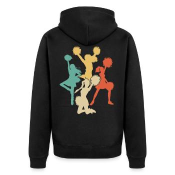 Retro Cheerleader Shirt für Damen Herren Vintage - Unisex Premium Bio Zip Hoodie - Schwarz - Hinten - Nico (187cm)