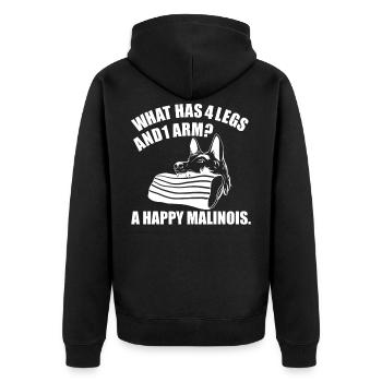 Belgian Shepherd Dog Malinois Happy - Unisex Premium Organic Zip Hoodie - black - Back - Nico (187cm)