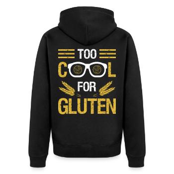Gluten celiac gluten free gift - Unisex Premium Organic Zip Hoodie - black - Back - Nico (187cm)