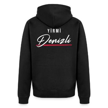 Denizli 20 Türkei Turkiye TR Geschenk Urlaub Türk - Unisex Premium Bio Zip Hoodie - Schwarz - Hinten - Nico (187cm)