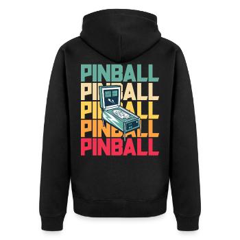 Pinball Shirt Retro Vintage Arcade Shirt Pinball - Unisex Premium Organic Zip Hoodie - black - Back - Nico (187cm)