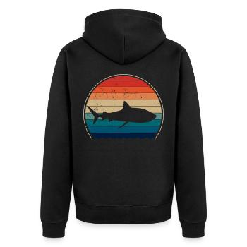 Requins requins rétro vintage - Veste à capuche bio Premium Unisexe - noir - Dos - Nico (187cm)