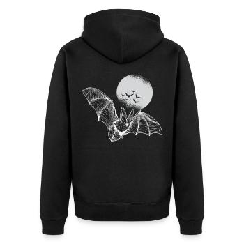 Fledermaus Halloween Fledermäuse gruslig - Unisex Premium Bio Zip Hoodie - Schwarz - Hinten - Nico (187cm)