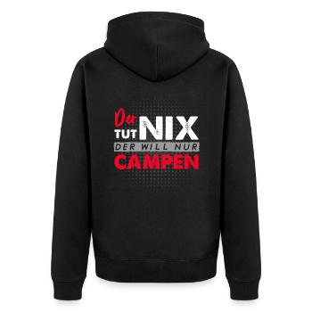Der tut nix der will nur Campen Wohnwagen Camper C - Unisex Premium Bio Zip Hoodie - Schwarz - Hinten - Nico (187cm)