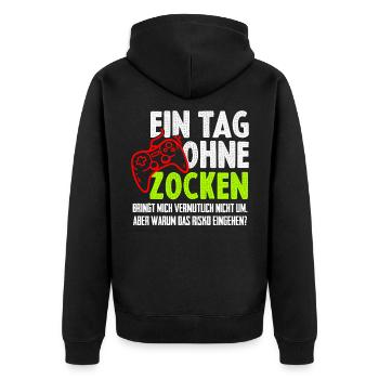 Gamer Zocken Zocker PC Konsole Teenager - Unisex Premium Bio Zip Hoodie - Schwarz - Hinten - Nico (187cm)