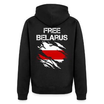 Belarus Weißrussland Flagge - Unisex Premium Bio Zip Hoodie - Schwarz - Hinten - Nico (187cm)
