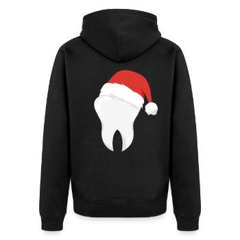 Cadeau de dent de chapeau de Noël de dents de dentiste - Veste à capuche bio Premium Unisexe - noir - Dos - Nico (187cm)