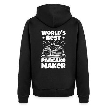 Pancakes Eierkuchen Ahornsirup Geschenk - Unisex Premium Bio Zip Hoodie - Schwarz - Hinten - Nico (187cm)