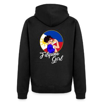 Filipino Girl lustige philippinische Pinoy - Unisex Premium Bio Zip Hoodie - Schwarz - Hinten - Nico (187cm)