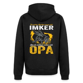 Imker Opa Großvater Bienen Flüsterer Geschenk - Unisex Premium Bio Zip Hoodie - Schwarz - Hinten - Nico (187cm)