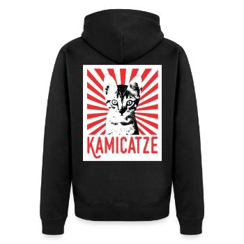 Kamicatze süße Katze cat grumpy cat katzen Katzen - Unisex Premium Bio Zip Hoodie - Schwarz - Hinten - Nico (187cm)