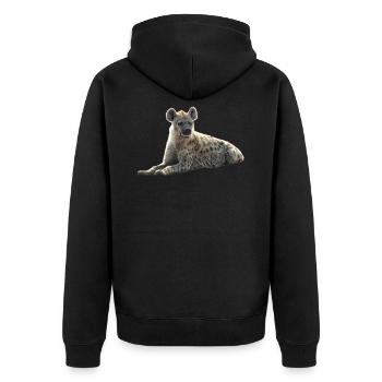Hyäne - Raubtier - Kenia - Afrika - Unisex Premium Bio Zip Hoodie - Schwarz - Hinten - Nico (187cm)