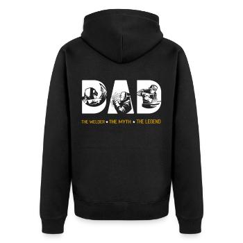 Dad The Welder the Myth The Legend - Unisex Premium Organic Zip Hoodie - black - Back - Nico (187cm)
