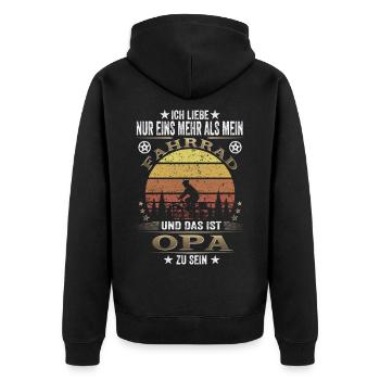Opa Fahrrad Mountainbike Geschenk Geschenkidee - Unisex Premium Bio Zip Hoodie - Schwarz - Hinten - Nico (187cm)