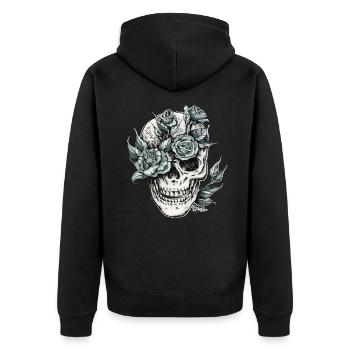 Totenkopf - Unisex Premium Bio Zip Hoodie - Schwarz - Hinten - Nico (187cm)