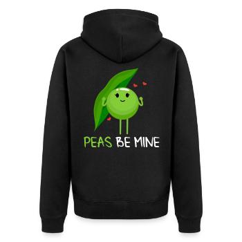 Peas be mine Erbse und Erbsenschote - Unisex Premium Bio Zip Hoodie - Schwarz - Hinten - Nico (187cm)