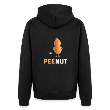 Peenut Erdnuss und Erdnüsse - Unisex Premium Bio Zip Hoodie - Schwarz - Hinten - Nico (187cm)