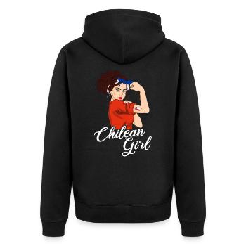 Chilean Girl funny Chilean chile - Unisex Premium Organic Zip Hoodie - black - Back - Nico (187cm)