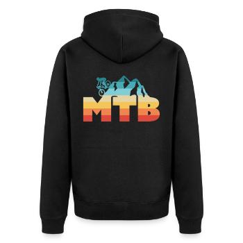 Retro MTB Vintage Mountainbike Geschenk - Unisex Premium Bio Zip Hoodie - Schwarz - Hinten - Nico (187cm)