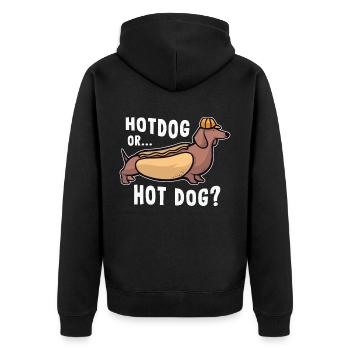 Hotdog oder Hot Dog - Lustiges Wurstgeschenk - Unisex Premium Bio Zip Hoodie - Schwarz - Hinten - Nico (187cm)