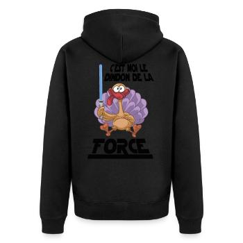 Le dindon de la force - Parodie Humour Fun Cool - Veste à capuche bio Premium Unisexe - noir - Dos - Nico (187cm)