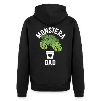 Monstera Dad Plant Dad Geschenke Plant Daddy Shirt - Unisex Premium Bio Zip Hoodie - Schwarz - Hinten - Nico (187cm)