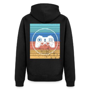 Videospiele Kontroller - Unisex Premium Bio Zip Hoodie - Schwarz - Hinten - Nico (187cm)
