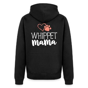 Whippet Mama Shirt Hundebesitzer Geschenke für Frauen - Unisex Premium Bio Zip Hoodie - Schwarz - Hinten - Nico (187cm)