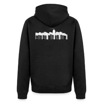 Piano Town - Piano Skyline - Unisex Premium Bio Zip Hoodie - Schwarz - Hinten - Nico (187cm)