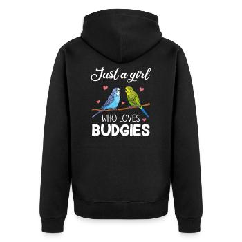 Just A Girl Who Loves Budgies parakeet - Unisex Premium Organic Zip Hoodie - black - Back - Nico (187cm)