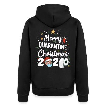 Frohe Quarantäne Weihnachten 2020 Geschenk - Unisex Premium Bio Zip Hoodie - Schwarz - Hinten - Nico (187cm)
