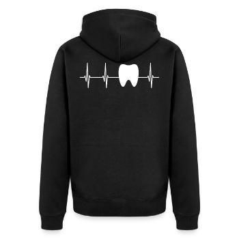 Herzschlag Zahnmedizin - Unisex Premium Bio Zip Hoodie - Schwarz - Hinten - Nico (187cm)