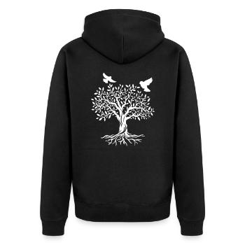 Yggdrasil Tree of life Baum des Lebens Raben Wikin - Unisex Premium Bio Zip Hoodie - Schwarz - Hinten - Nico (187cm)