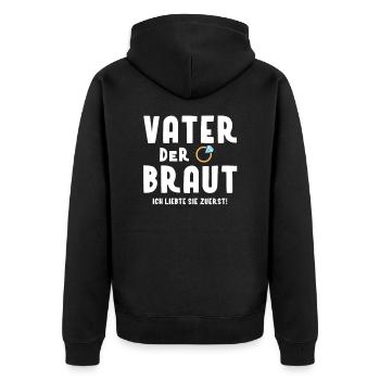Vater der Braut Hochzeit Torte Geschenkidee - Unisex Premium Bio Zip Hoodie - Schwarz - Hinten - Nico (187cm)
