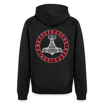 Thor Hammer Runes Thor Corbeaux de mythologie nordique - Veste à capuche bio Premium Unisexe - noir - Dos - Nico (187cm)