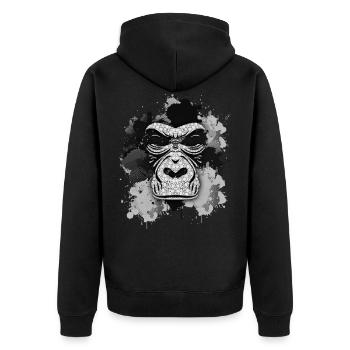 Gorilla - Unisex Premium Organic Zip Hoodie - black - Back - Nico (187cm)