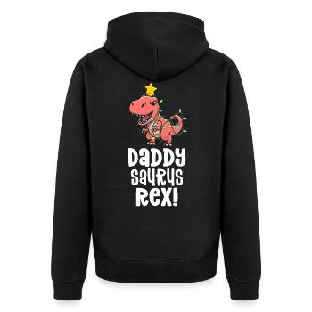 Daddysaurus Rex Dad Matching Dino Family Dinosaurier - Unisex Premium Bio Zip Hoodie - Schwarz - Hinten - Nico (187cm)