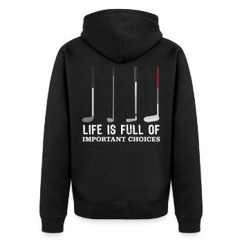 Le cadeau de golf des choix importants de la vie - Veste à capuche bio Premium Unisexe - noir - Dos - Nico (187cm)