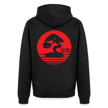 Méditation Bonsai Kanji Japon - Veste à capuche bio Premium Unisexe - noir - Dos - Nico (187cm)