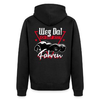Weg da ich darf jetzt fahren Führerschein Fahrschu - Unisex Premium Bio Zip Hoodie - Schwarz - Hinten - Nico (187cm)