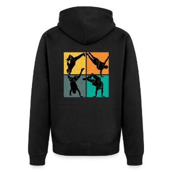 Breakdance Dance Vintage - Unisex Premium Bio Zip Hoodie - Schwarz - Hinten - Nico (187cm)