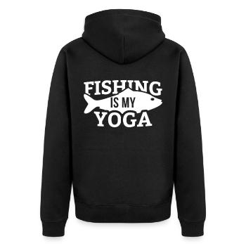 Lustiges Fischen ist mein Yoga Fisher Geschenk - Unisex Premium Bio Zip Hoodie - Schwarz - Hinten - Nico (187cm)