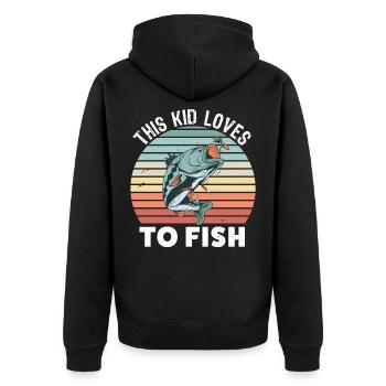 Angelgeschenk für Kinder Kinder Fisch Fan - Unisex Premium Bio Zip Hoodie - Schwarz - Hinten - Nico (187cm)