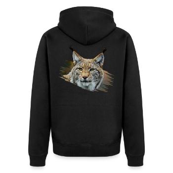 Lynx - Unisex Premium Organic Zip Hoodie - black - Back - Nico (187cm)