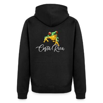 costa rica rain frog costa rica - Unisex Premium Organic Zip Hoodie - black - Back - Nico (187cm)