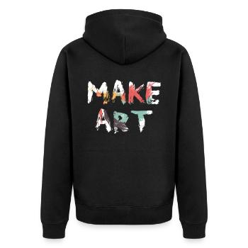 Make Art erschaffe Kunst - Unisex Premium Bio Zip Hoodie - Schwarz - Hinten - Nico (187cm)