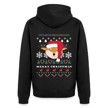Joyeux Noël shiba inu rouge - Veste à capuche bio Premium Unisexe - noir - Dos - Nico (187cm)