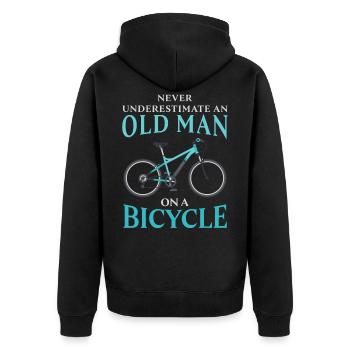 Lustiges Fahrrad-Fahrrad-Geschenk des alten Mannes Fahrrad - Unisex Premium Bio Zip Hoodie - Schwarz - Hinten - Nico (187cm)