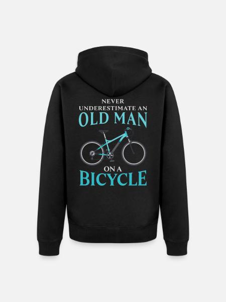 Oude man fiets grappige fietsen cyclus cadeau - Uniseks Premium bio ziphoodie - zwart