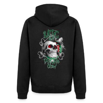 BalticPsychoCrew green red - Unisex Premium Organic Zip Hoodie - black - Back - Nico (187cm)